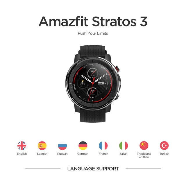 재고 있음 Global Version New Amazfit Stratos 3 Smart Watch GPS 5ATM Bluetooth Music Dual Mode 14 Days Smartwatch for Xiaomi 2019